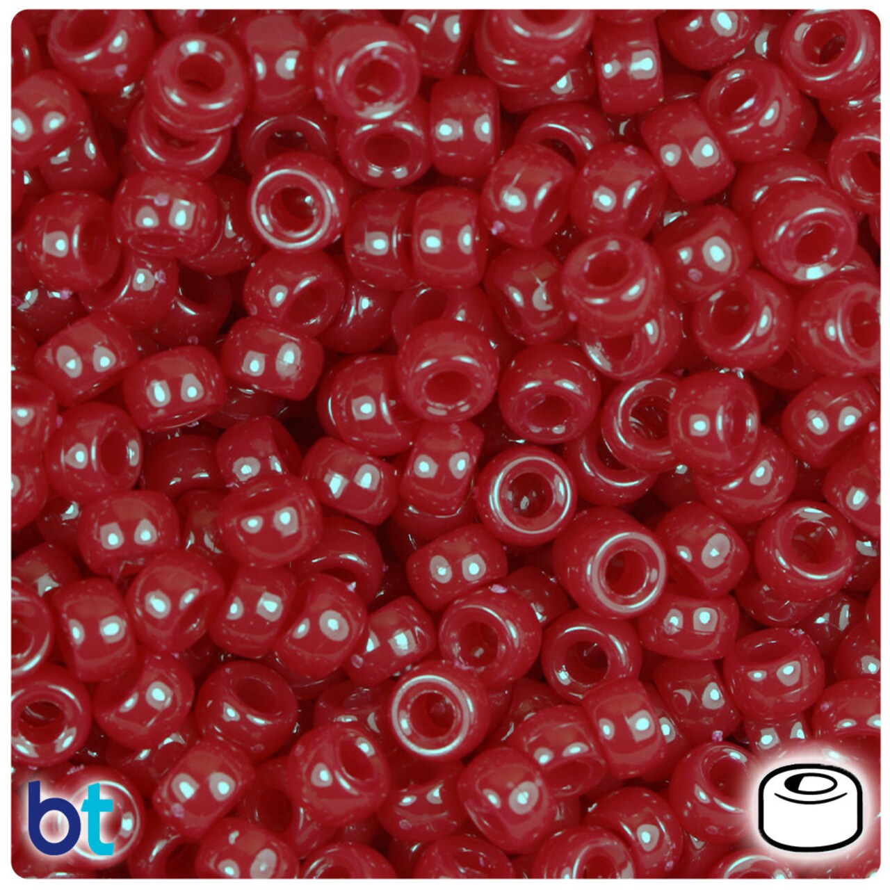 BeadTin Burgundy Opaque 6.5mm Mini Barrel Plastic Pony Beads (1000pcs)